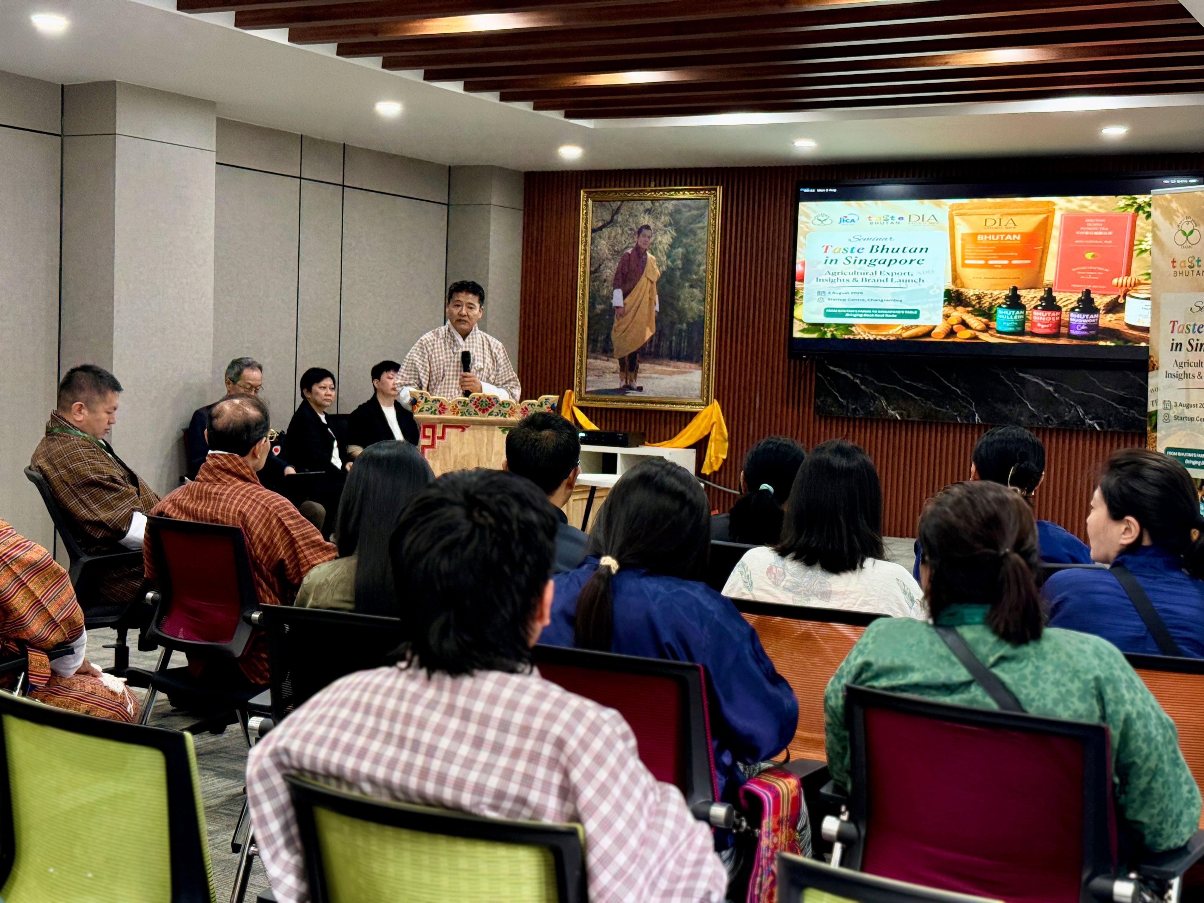 Market display of Taste Bhutan branded products in Singapore retail environment
