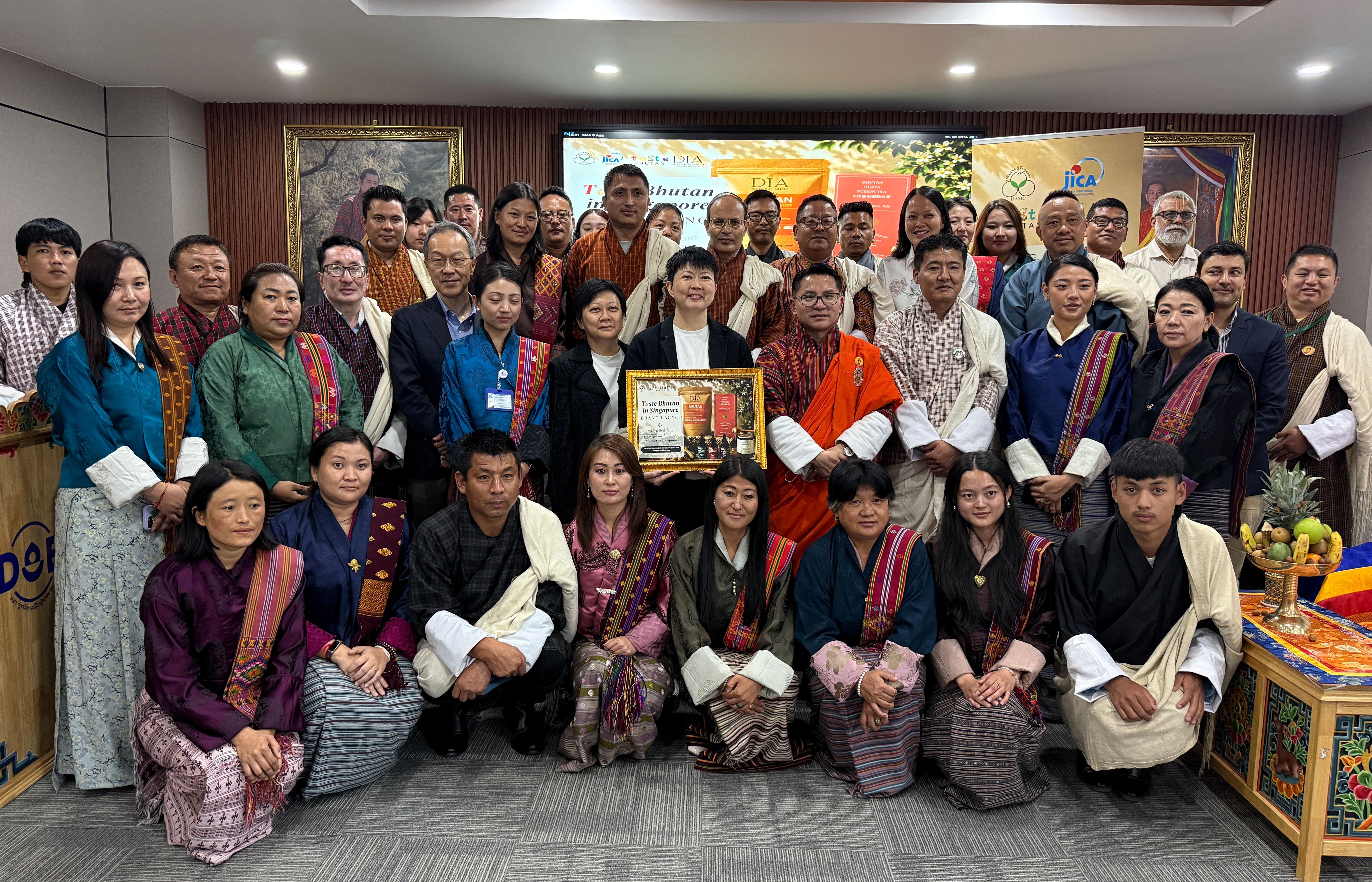 Bhutanese agricultural products display showcasing traditional spices and wellness items