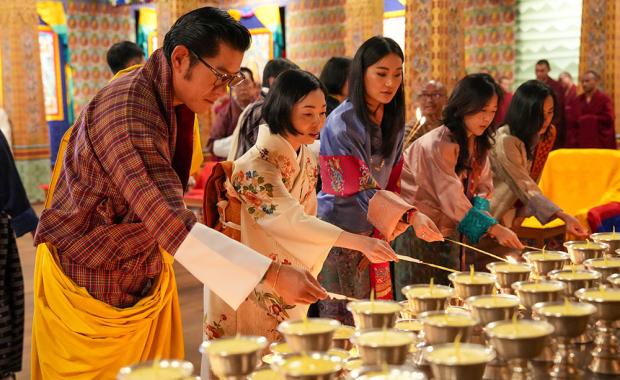 Their Majesties grant audience to Princess Akiko at Tashichhodzong
