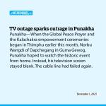 TV outage sparks outrage in Punakha