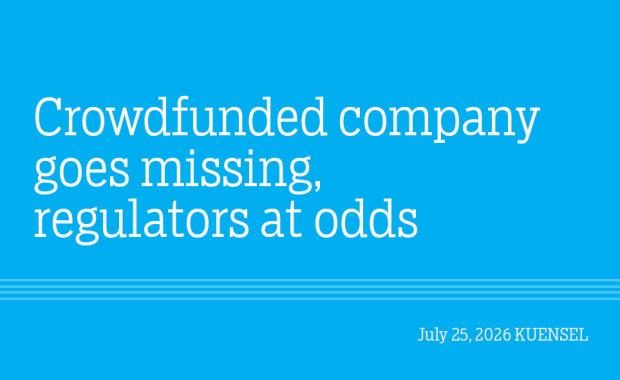Crowdfunded company goes missing, regulators at odds