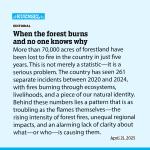 When the forest burns and no one knows why