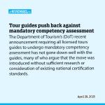 Tour guides push back against mandatory competency assessment