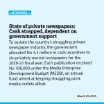 State of private newspapers: Cash strapped, dependent on government support