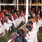 December 7, 2005: His Majesty with the representatives of Wangduephodrang Dzongkhag during the draft constitution meeting