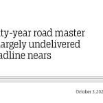 Twenty-year road master plan largely undelivered as deadline nears