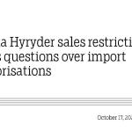 Toyota Hyryder sales restriction raises questions over import authorisations